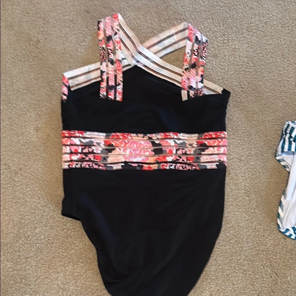 Floral Black One-Piece Swimsuit - Picture 2 of 4